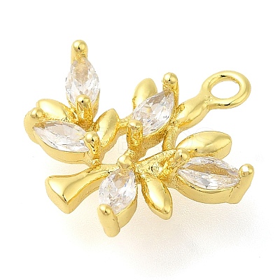 Rack Plating Brass Micro Pave Cubic Zirconia Charms KK-S396-37G-1