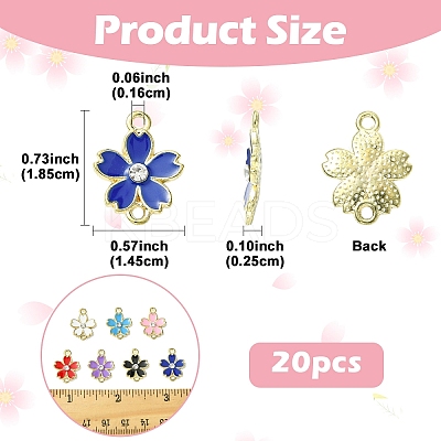 20Pcs Alloy Enamel 5-Petal Flower Connector Charms FIND-YW0009-33A-1