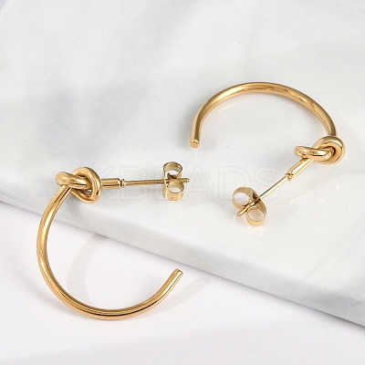 PVD Vacuum Plating 304 Stainless Steel knot Stud Earrings for Women EJEW-R002-02G-1