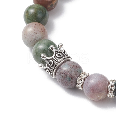 Natural Indian Agate Beaded Stretch Bracelets for Women Men BJEW-JB12690-1