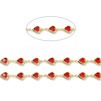 Heart Handmade Brass Glass Link Chains CHC-M024-04G-02-1