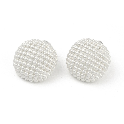 Hollow Half Round Brass Stud Earrings EJEW-Q391-21S-01-1