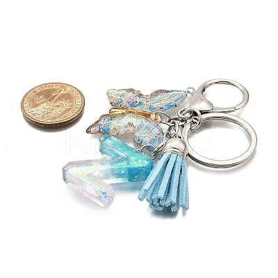 26Pcs Transparent Epoxy Resin & Transparent Acrylic & Faux Suede Tassel Keychain KEYC-JKC01202-26-1