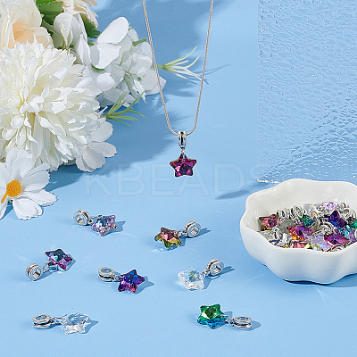 24Pcs 8 Styles AB Color Transparent Glass European Dangle Charms PALLOY-AR00050-1