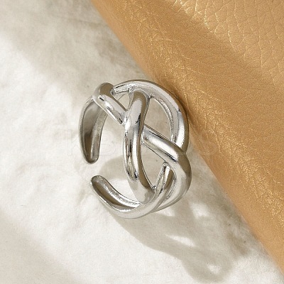 304 Stainless Steel Cuff Rings for Women RJEW-G338-25P-1