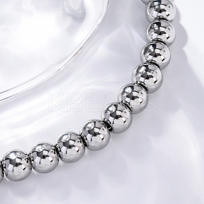 Non-Tarnish 202 Stainless Steel Round Beaded Bracelets for Men Women LS-BJEW-D034-01P-1