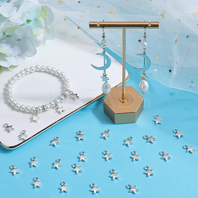 200Pcs Tibetan Style Alloy Star Charms FIND-SC0007-65-1