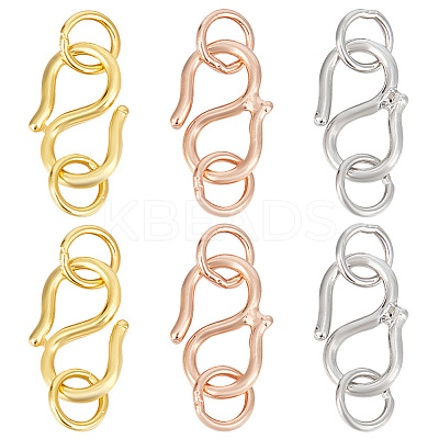 6Pcs 3 Colors 925 Sterling Silver S-Hook Clasps FIND-GO0001-44A-1
