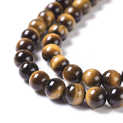 Natural Tiger Eye Round Bead Strands G-L411-07-6mm-1