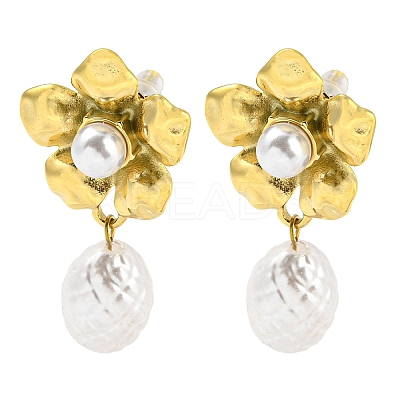 304 Stainless Steel Flower Stud Earrings EJEW-M233-01G-1