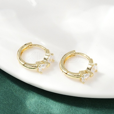 Bowknot Brass Micro Pave Clear Cubic Zirconia Hoop Earrings EJEW-L299-04G-1