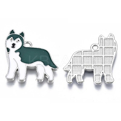 Rack Plating Alloy Enamel Dog Pendants PALLOY-T075-157B-1
