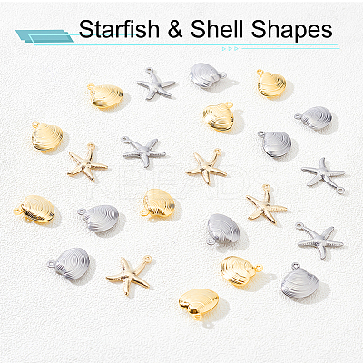 40Pcs 4 Style 304 Stainless Steel Pendants STAS-PH0003-83-1