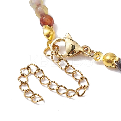 Faceted Round Natural Agate(Dyed & Heated) Beaded Necklaces for Women NJEW-JN04659-01-1