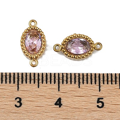 Ion Plating(IP) 304 Stainless Steel Cubic Zirconia Oval Links Connector Charms STAS-K256-22G-06-1