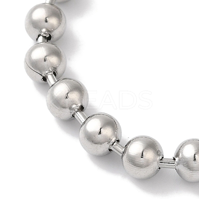 Non-Tarnish 304 Stainless Steel Beads Ball Chain Bracelets for Women BJEW-B092-02A-P-1