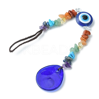 Gemstone Chip Beaded Pendant Decorations HJEW-JM01129-01-1