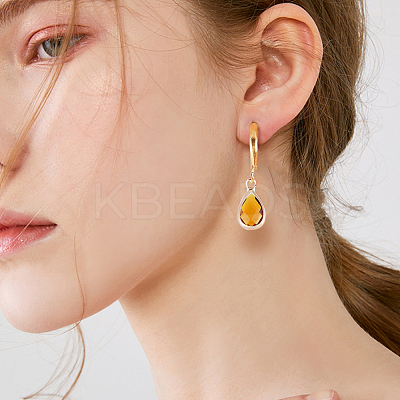 12 Pairs 12 Colors Glass Teardrop Leverback Earrings EJEW-AB00002-1