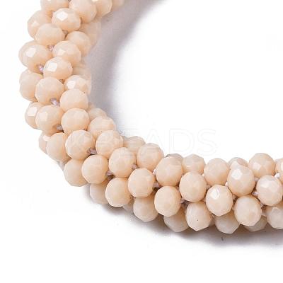 Faceted Opaque Glass Beads Stretch Bracelets BJEW-S144-002E-05-1