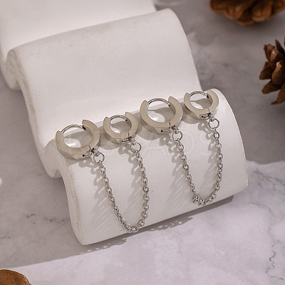 304 Stainless Steel Double Hoop Earrings LS-MR5032-1