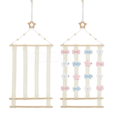 2 Bags 2 Styles Star Flower Wooden Wall-Mounted Hair Clip Display Organizer Racks ODIS-GA0001-93-1