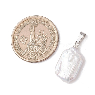 Natural Baroque Pearl Keshi Pearl Pendants PALLOY-JF05113-1