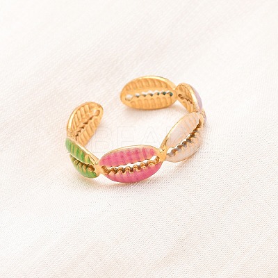 304 Stainless Steel Cuff Rings for Women RJEW-D334-02B-G-1