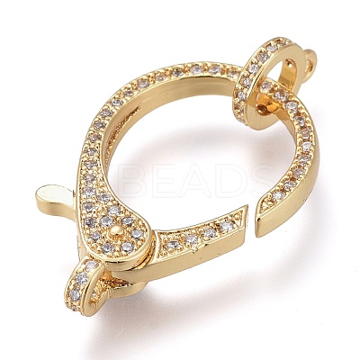 Brass Micro Pave Cubic Zirconia Lobster Claw Clasps ZIRC-M108-14A-G-1