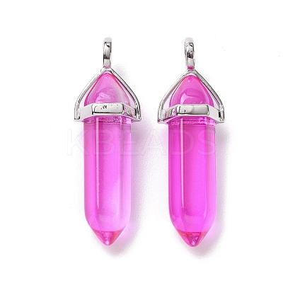 Faceted Bullet Glass Pointed Pendants KK-E282-01P-01-1