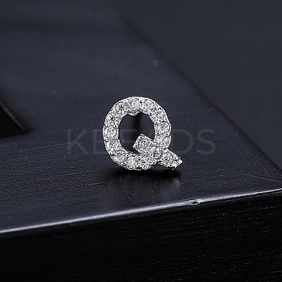 Platinum Brass Micro Pave Cubic Zirconia Stud Earrings XI6969-17-1