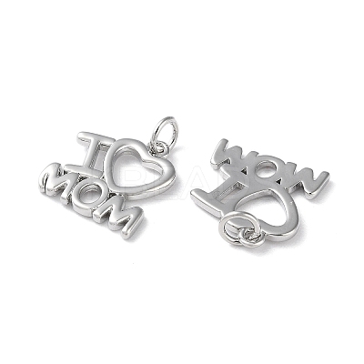 Mother's Day Rack Plating Brass Charms KK-P245-05P-1