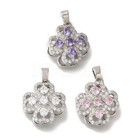 Rack Plating Brass Micro Pave Cubic Zirconia Pendant KK-H485-40P-1
