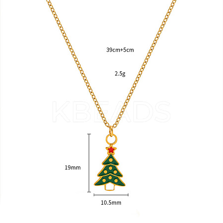 Christmas 304 Stainless Steel Enamel Pendant Necklaces FS-WGDAA96-11-1