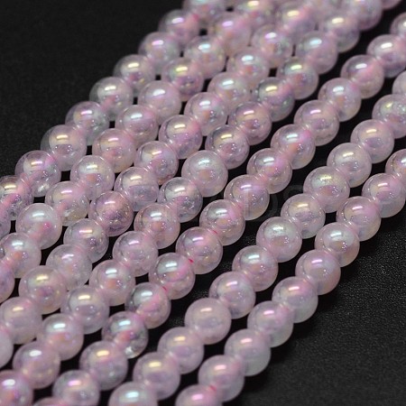 Electroplated Natural Rose Quartz Beads Strands G-K285-06-4mm-1