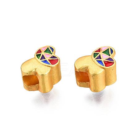 Alloy Enamel European Beads KK-N238-080-1