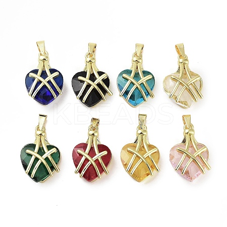 Real 18K Gold Plated Brass Glass Pendants KK-R161-01G-1