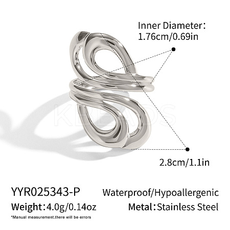 Adjustable 304 Stainless Steel Open Cuff Rings for Women LS-SZ1207-4-1