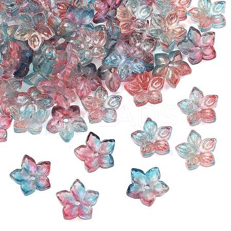 Two Tone Transparent Glass Bead Cap GLAA-H041-01J-1