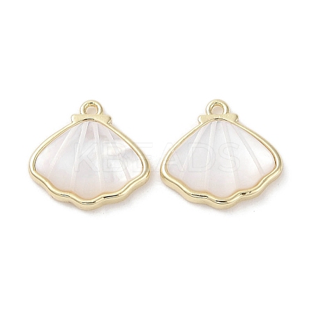 Brass Pave Shell Charms LS-KK-G491-41G-1