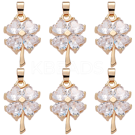 8Pcs Brass Cubic Zirconia Pendants KK-BBC0008-36-1