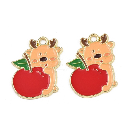 Christmas Deer Theme Alloy Enamel Pendants ENAM-D304-01E-G-1