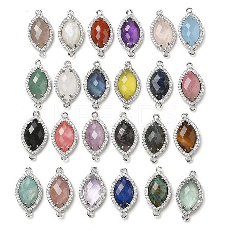 Natural & Synthetic Mixed Stone Faceted Horse Eye Connector Charms G-G181-07P-1