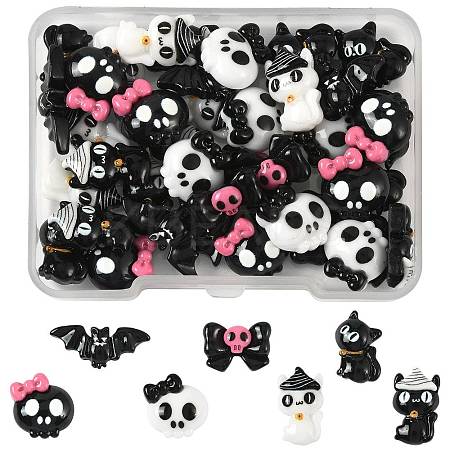 42Pcs 7 Styles Halloween Opaque Resin Cabochons CRES-FS0001-31-1