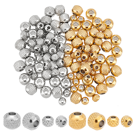 120Pcs 4 Styles 201 Stainless Steel Beads STAS-UN0043-33-1