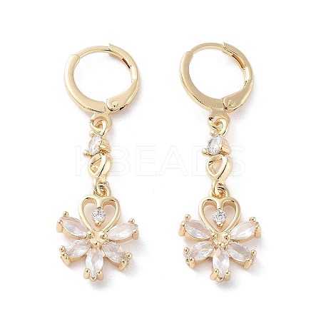 Rack Plating Golden Brass Dangle Leverback Earrings EJEW-A030-01K-G-1