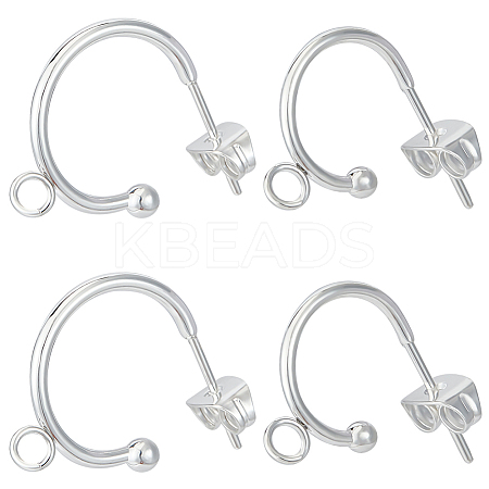 20Pcs 2 Size 304 Stainless Steel Ring Stud Earrings Findings STAS-BBC0004-71-1