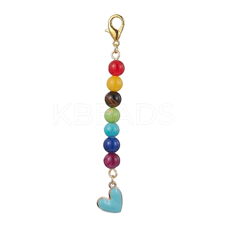 Alloy Enamel Heart Pendant Decorations HJEW-JM01507-05-1
