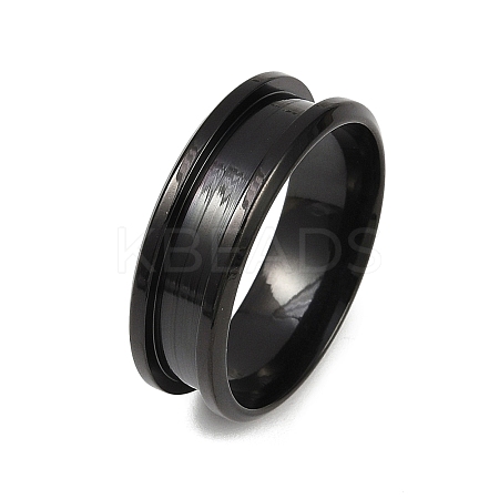 201 Stainless Steel Grooved Finger Ring Settings STAS-TAC0001-10E-B-1