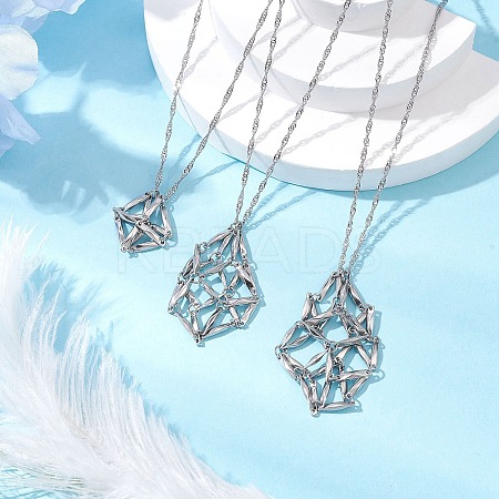 3Pcs 3 Sizes 304 Stainless Steel Macrame Pouch Empty Stone Holder Necklace Making NJEW-JN05240-1