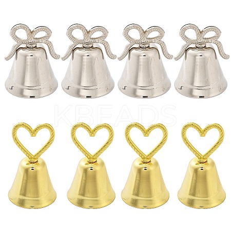 8Pcs 2 Styles Heart/Bowknot & Bell Alloy Memo Clip AJEW-CA0001-94-1